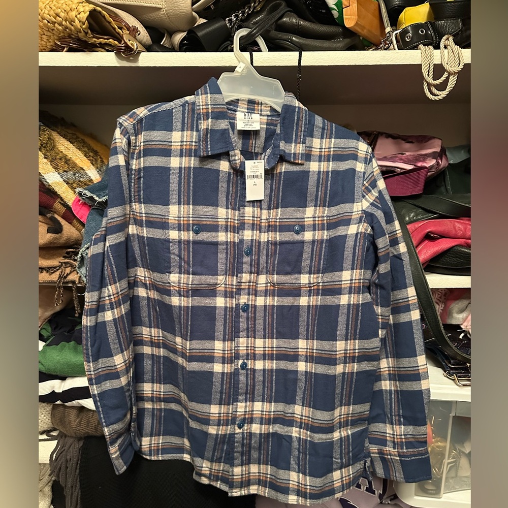 GAP kids size large flannel shirt. NEVER WORN.